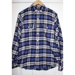 NWT Men’s Small Polo Ralph Lauren Performance Flannel Blue Plaid Shirt*
